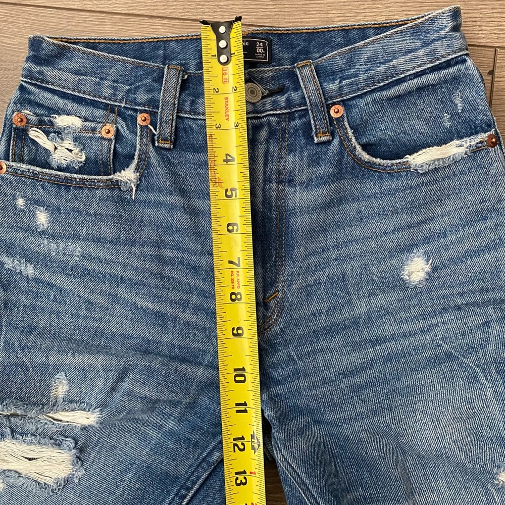 Abercrombie & Fitch High Rise Pipped Mom Jean size 24 Dark Destroyed Wash - Picture 7 of 11